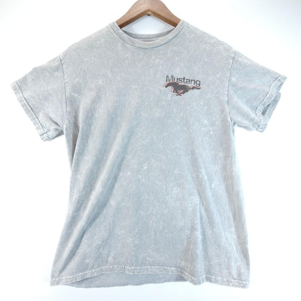Ford Mustang Shirt Mens Medium Grey Acid Wash Vintage Style Graphic Tee Cotton - Picture 2 of 6